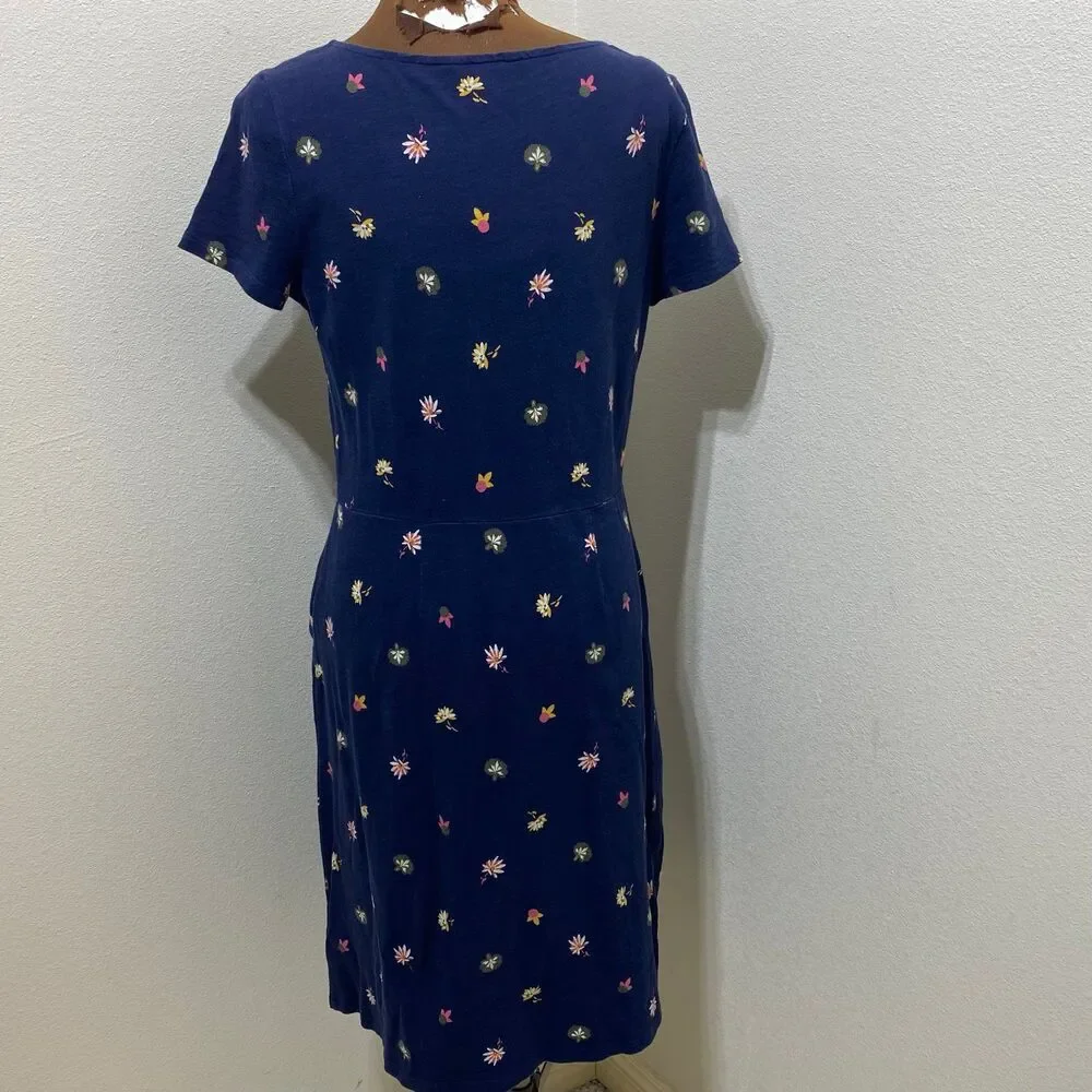 Boden Phoebe Navy Blue Floral Cotton Sheath Dress Size 8R - Picture 7 of 9